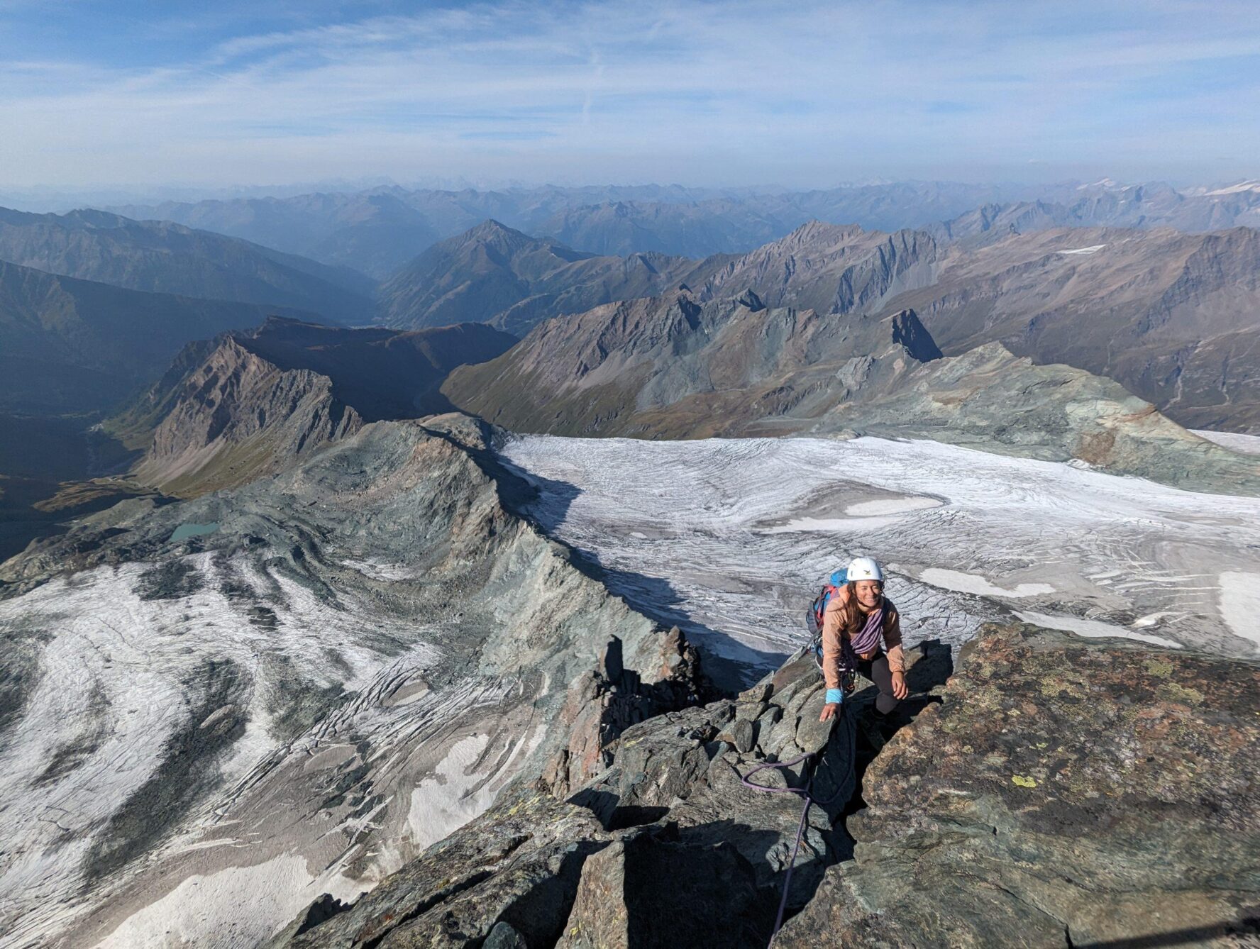 Climbing a glacier towards the Grossglockner summit in Austria