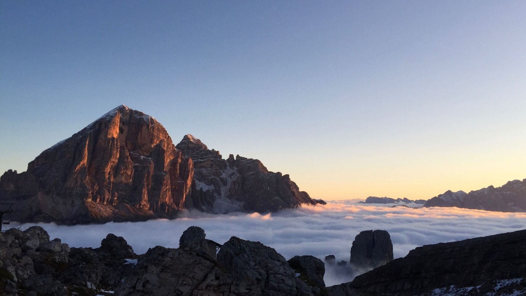 Clouds at sunset in the Dolomites