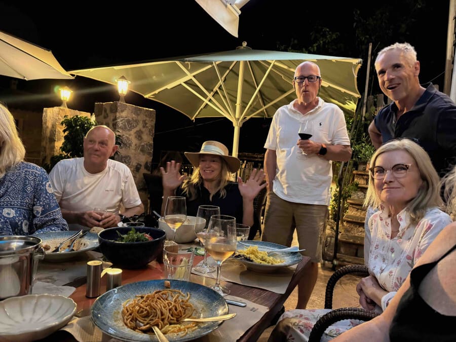 Dinner with a group of hikers in Mallorca