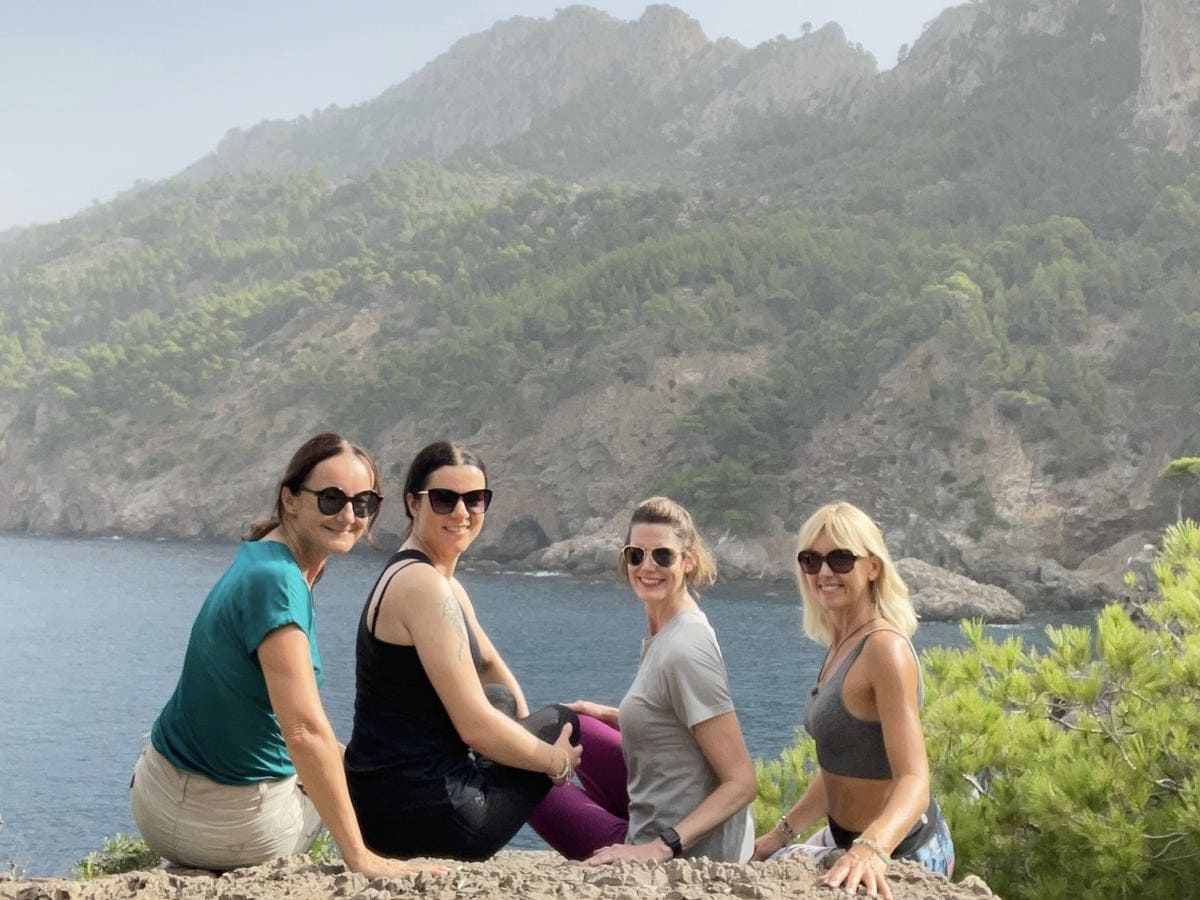 Four hikers happy in Mallorca