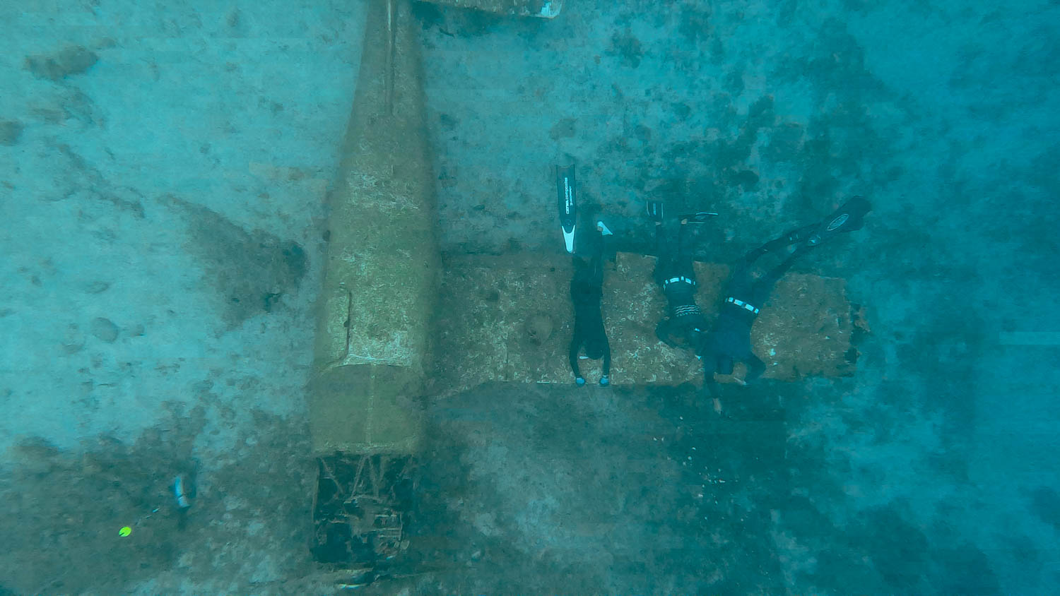 Freediving and exploring the airplane wreck north of Makronissos island in Greece