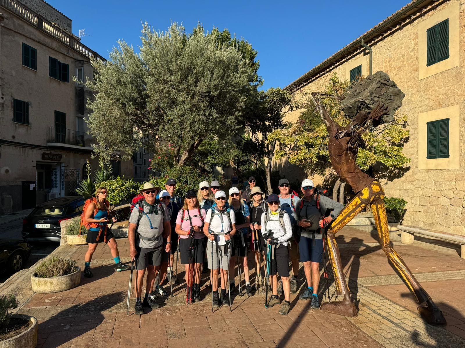 Happy group of hikers in Mallorca