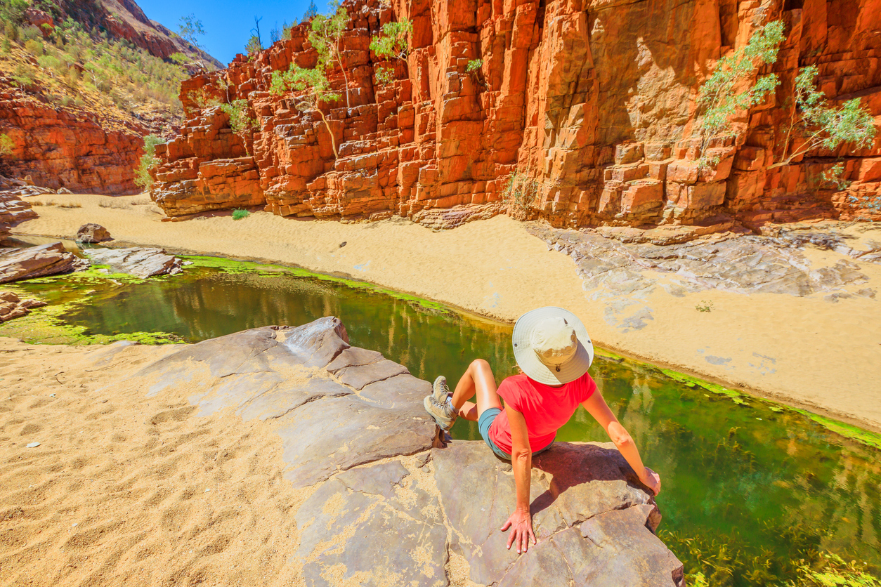 Hiker at Ormiston Gorge