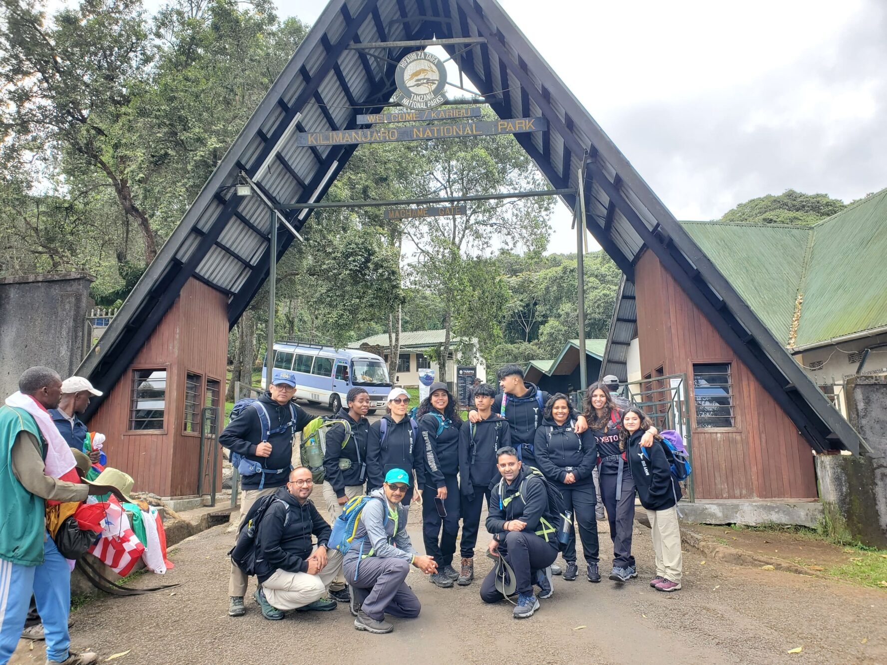 Hikers at the entrance of the national park