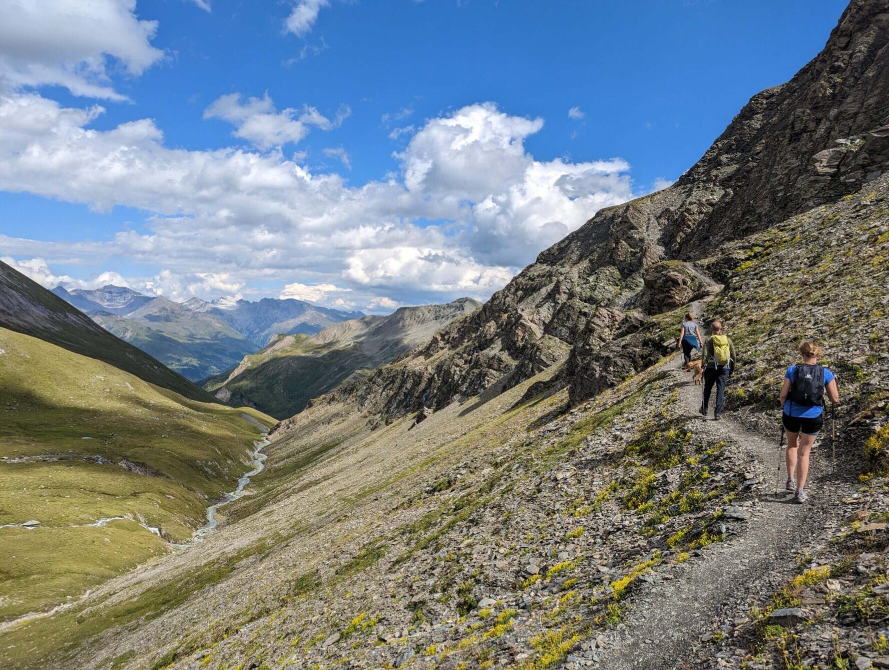 Hikers on the way to Glorerhutte while hiking Glockner Trail