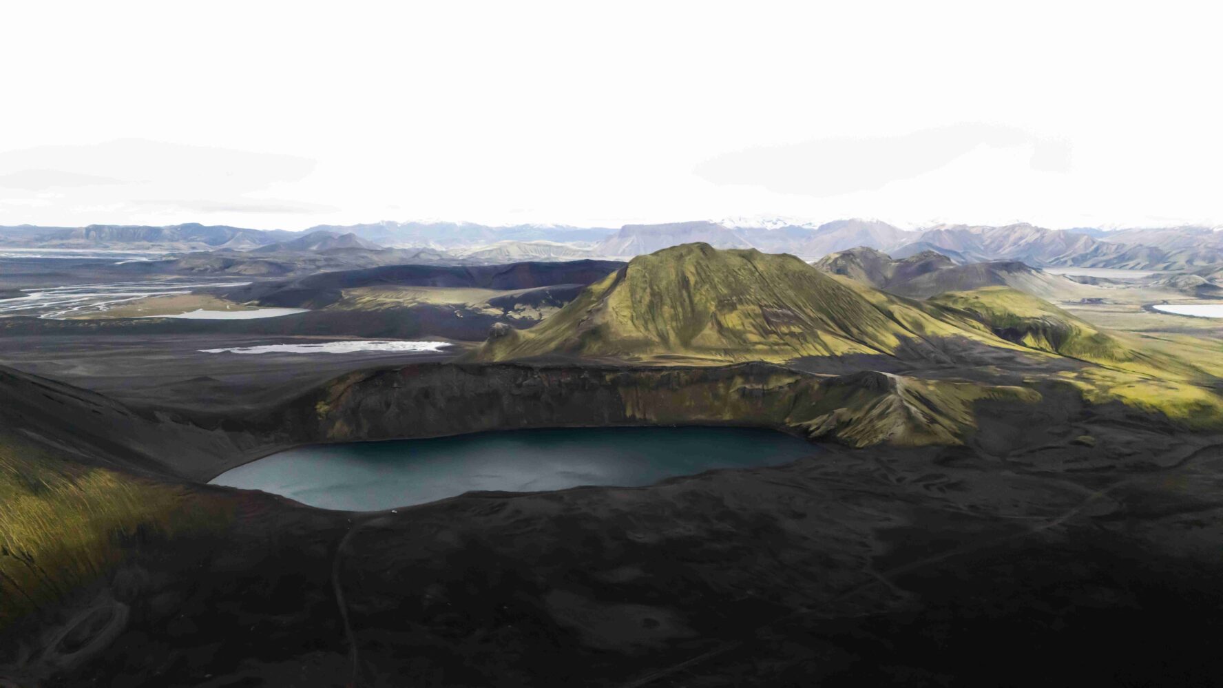 Overhead view of the water in Landmannalaugar, Iceland