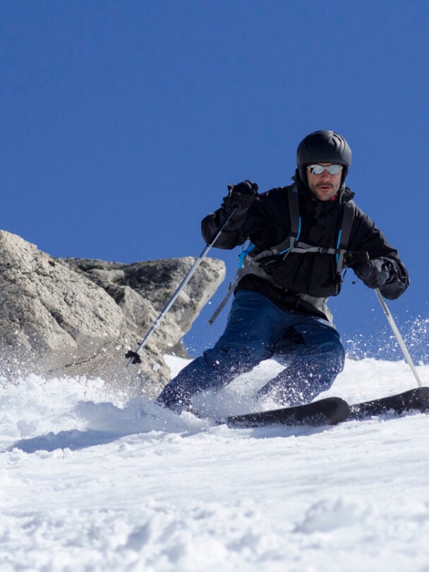 Skiing down the slopes