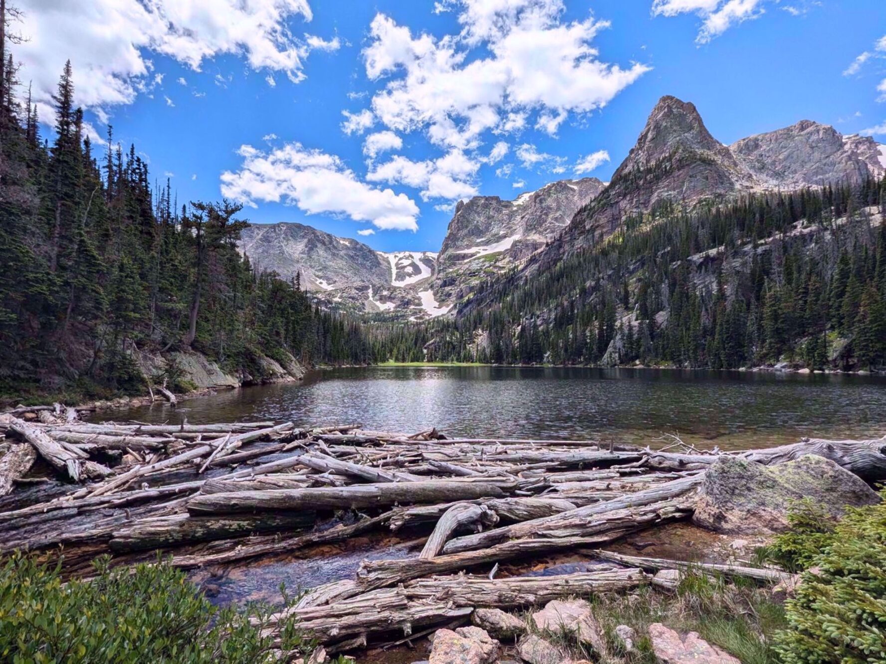 View of Odessa Lake on the Rocky Mountain National Park women hike