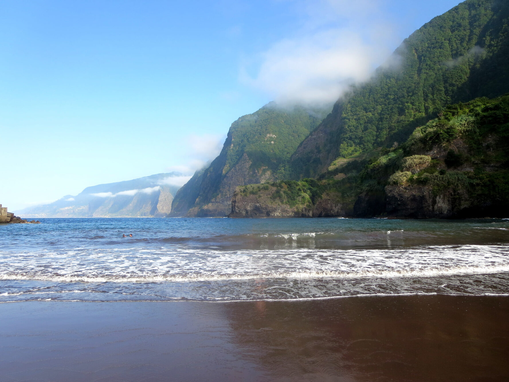 Black sand Seixal beach on the hiking tour Madeira