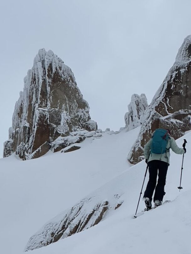 Skiing down the slopes
