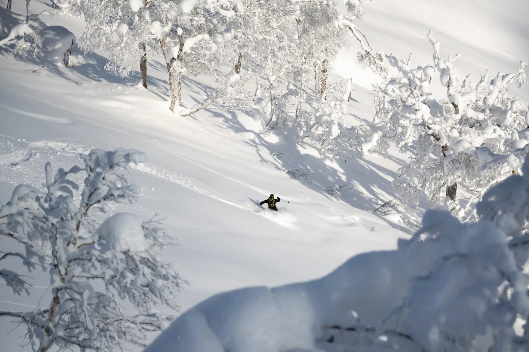 Skiing down a mountain