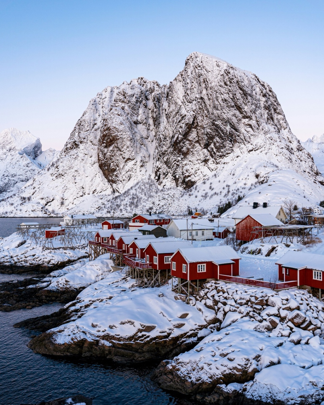 A snowy fishing village in Lofoten