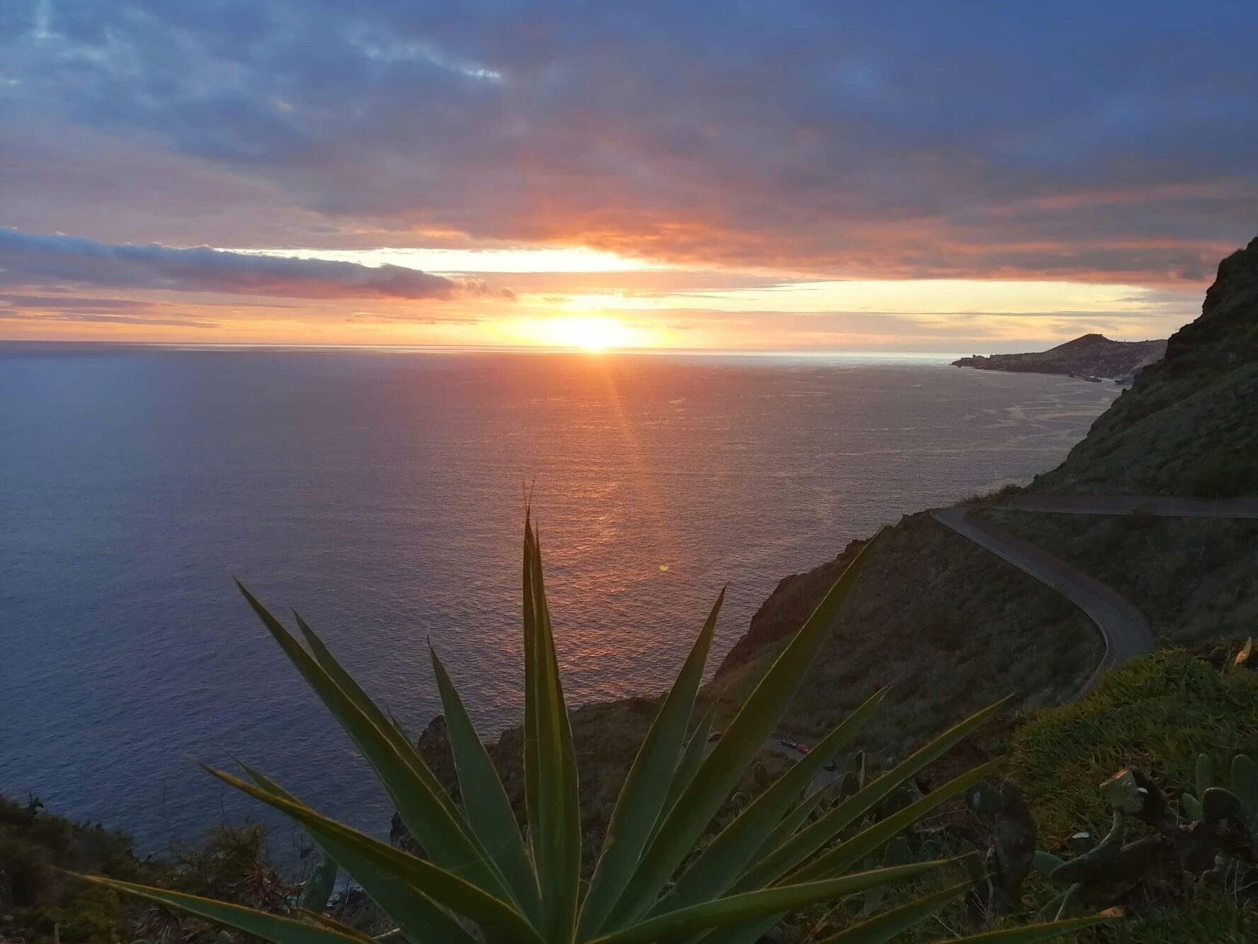 Sunset over the ocean in Madeira