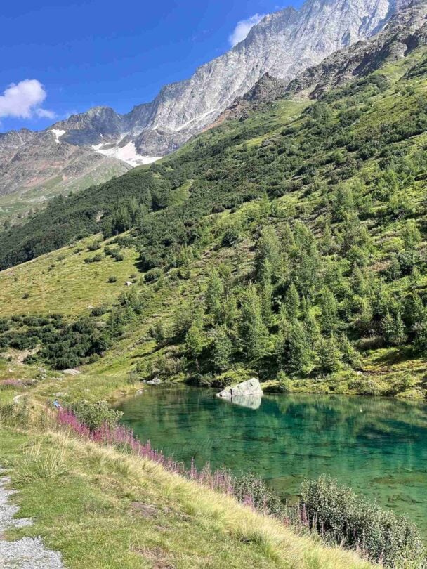People posing for a photo in the Swiss Valais