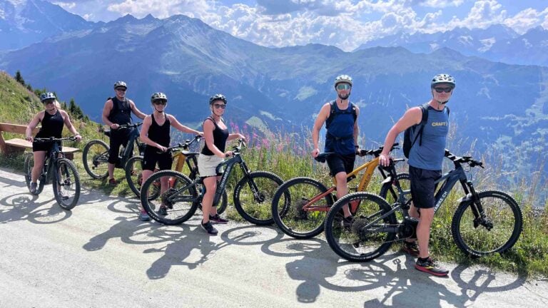 People posing for a photo in the Swiss Valais