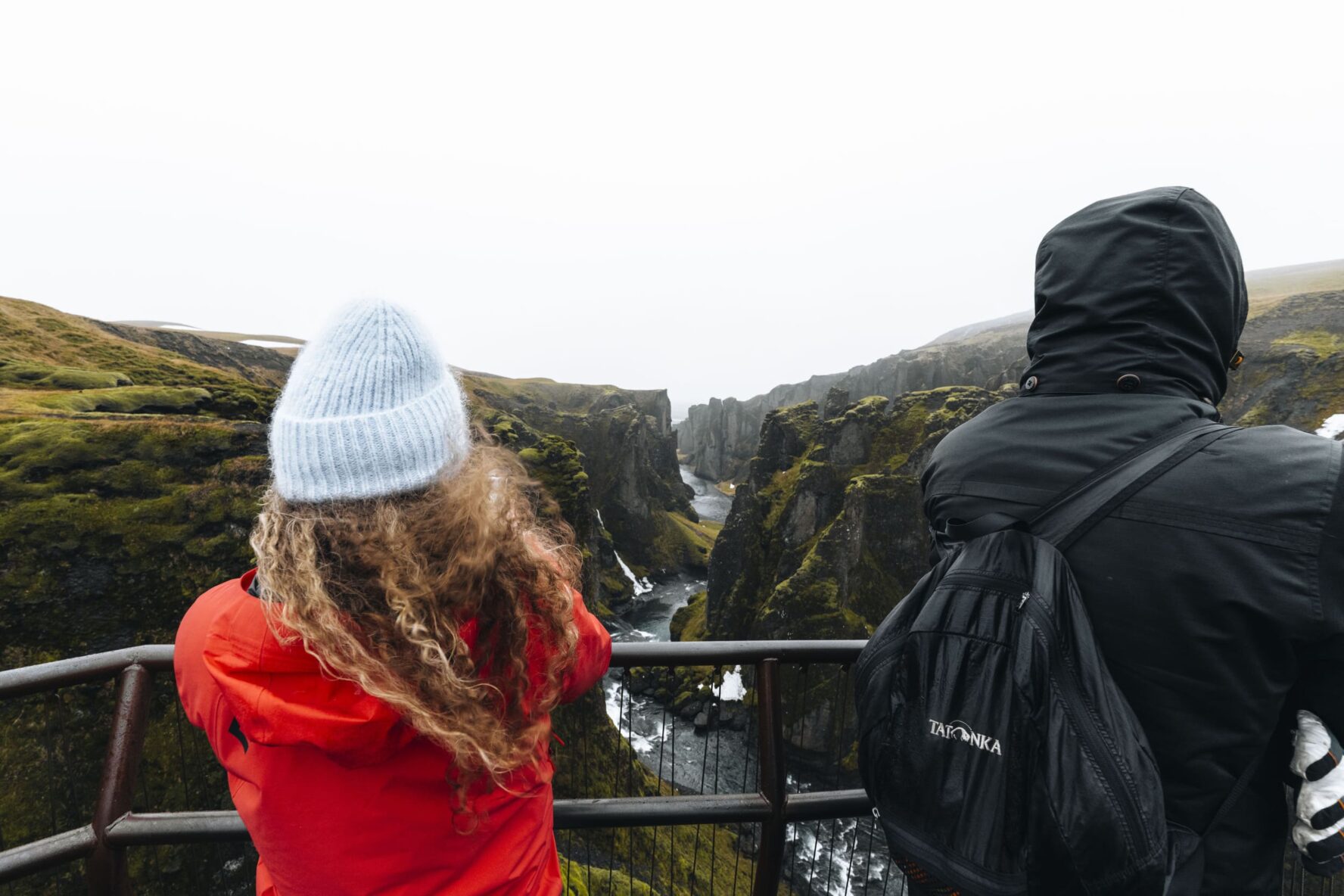 Taking a photo of a canyon in Iceland