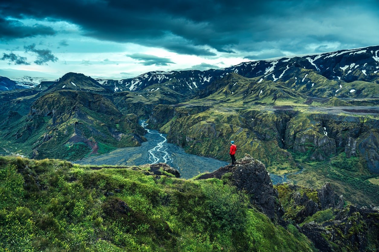 Valahnukur peak in Thorsmork, Iceland