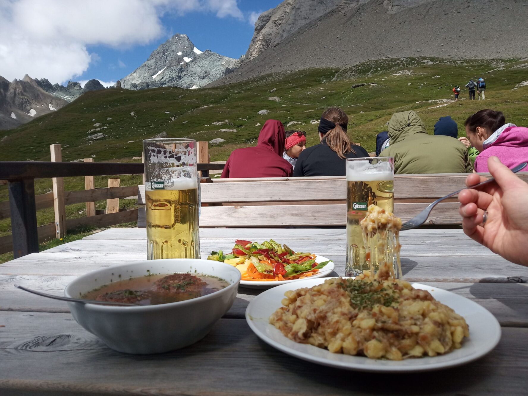 Traditional Tyrolean food in a mountain hut in Austria