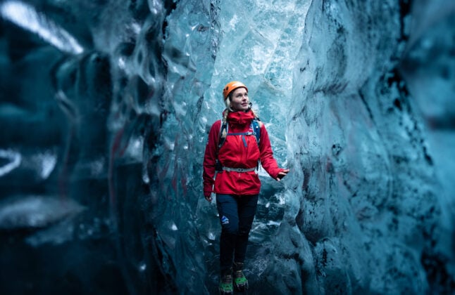 Woman ce cave Iceland