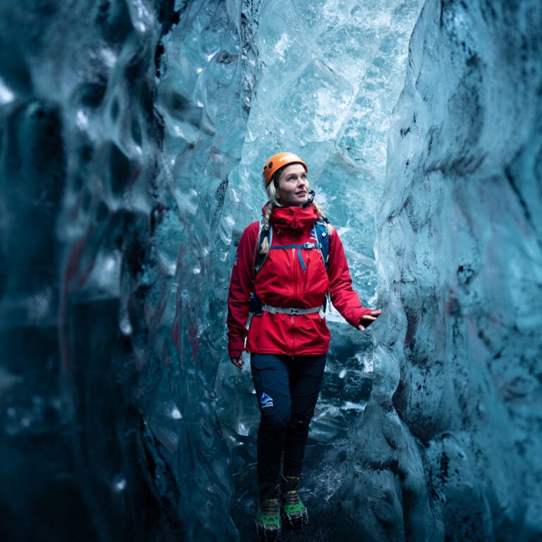 Woman ce cave Iceland