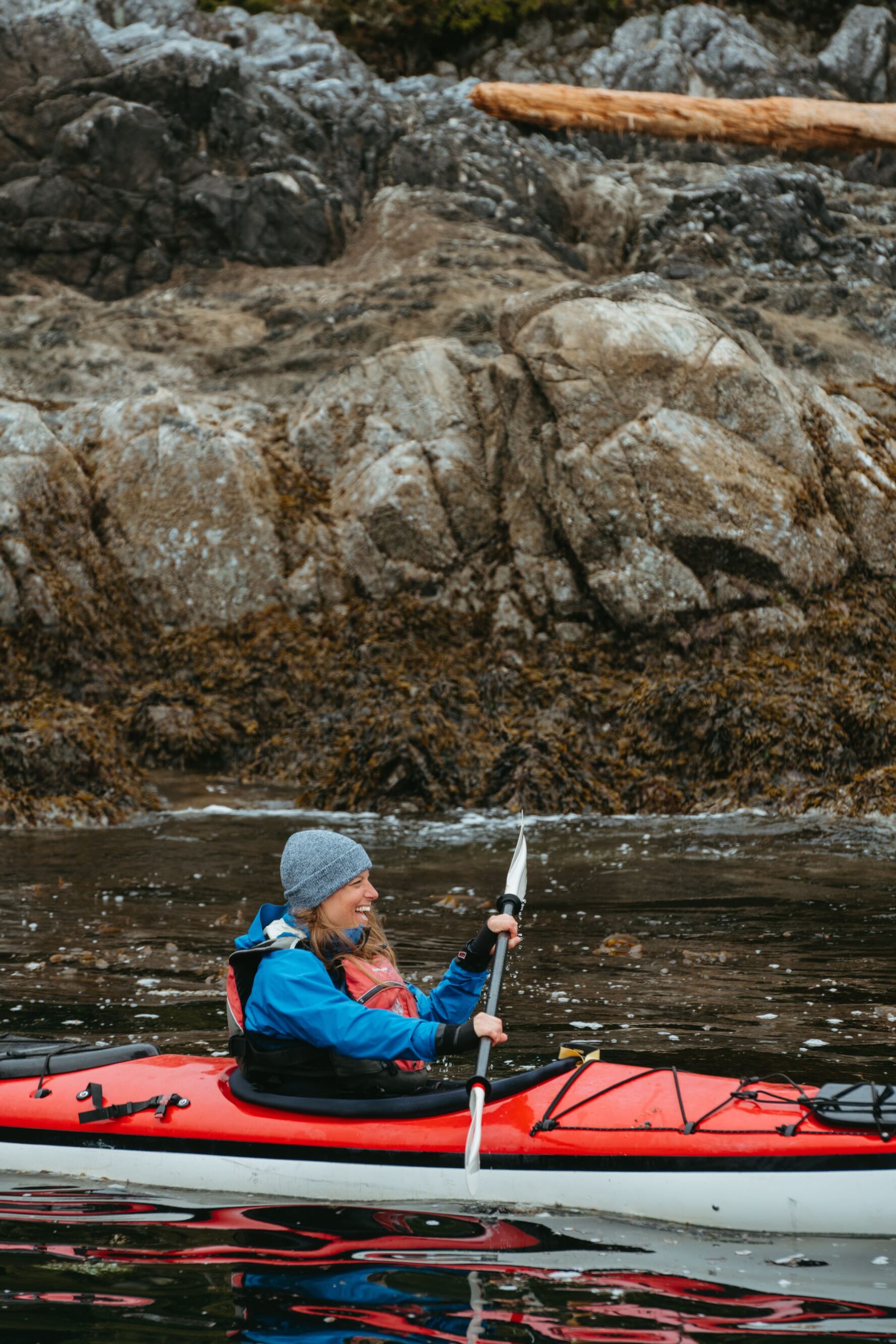 Kayaking and laughing