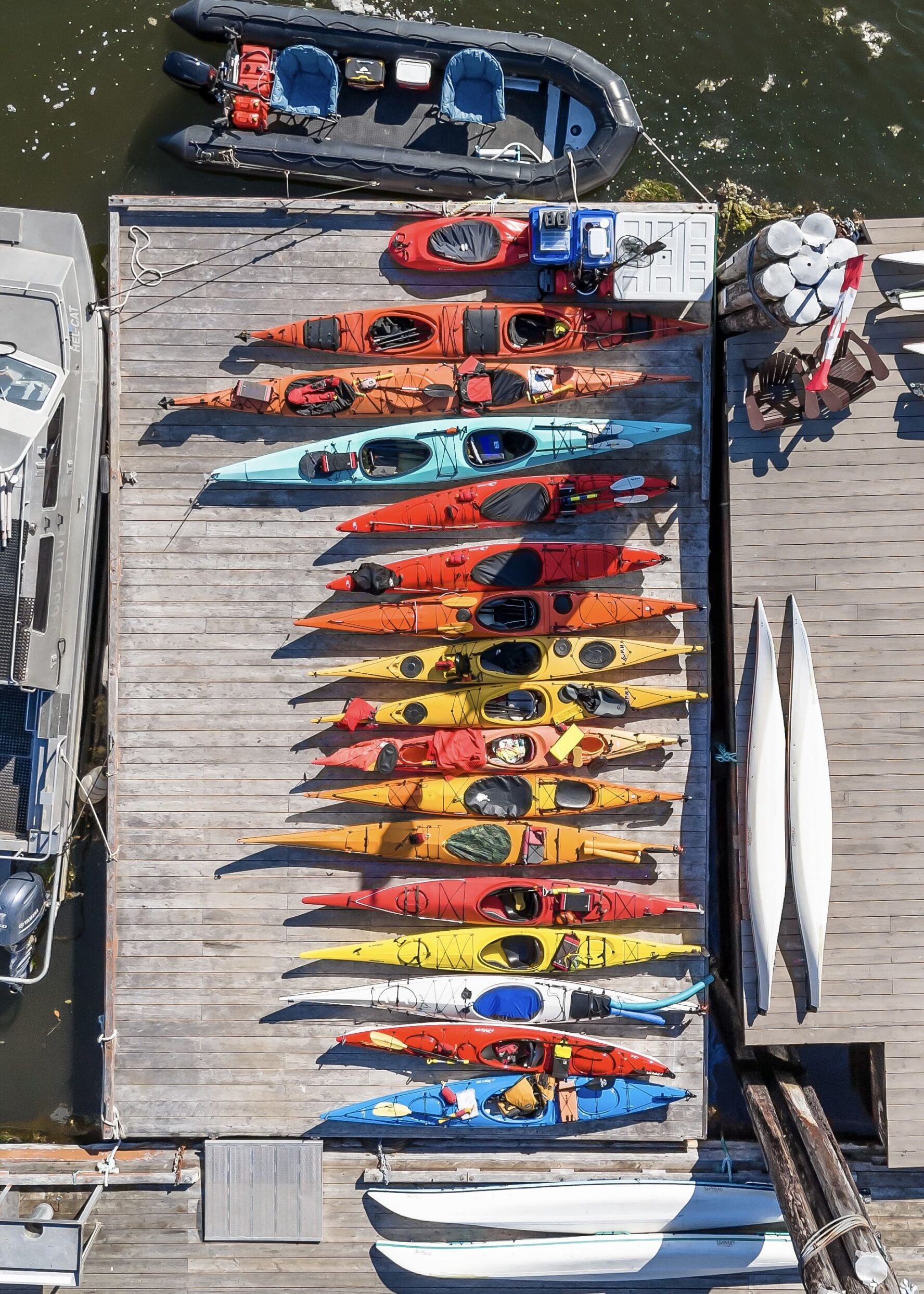 Top view of kayaks