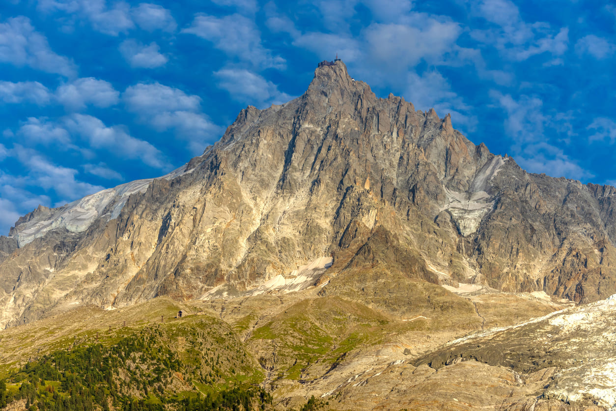 Mountain landscape seen on the Tour du Mont Blanc on a sunny summer day