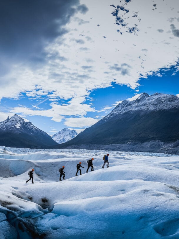 Three hikers in Torres del Paine