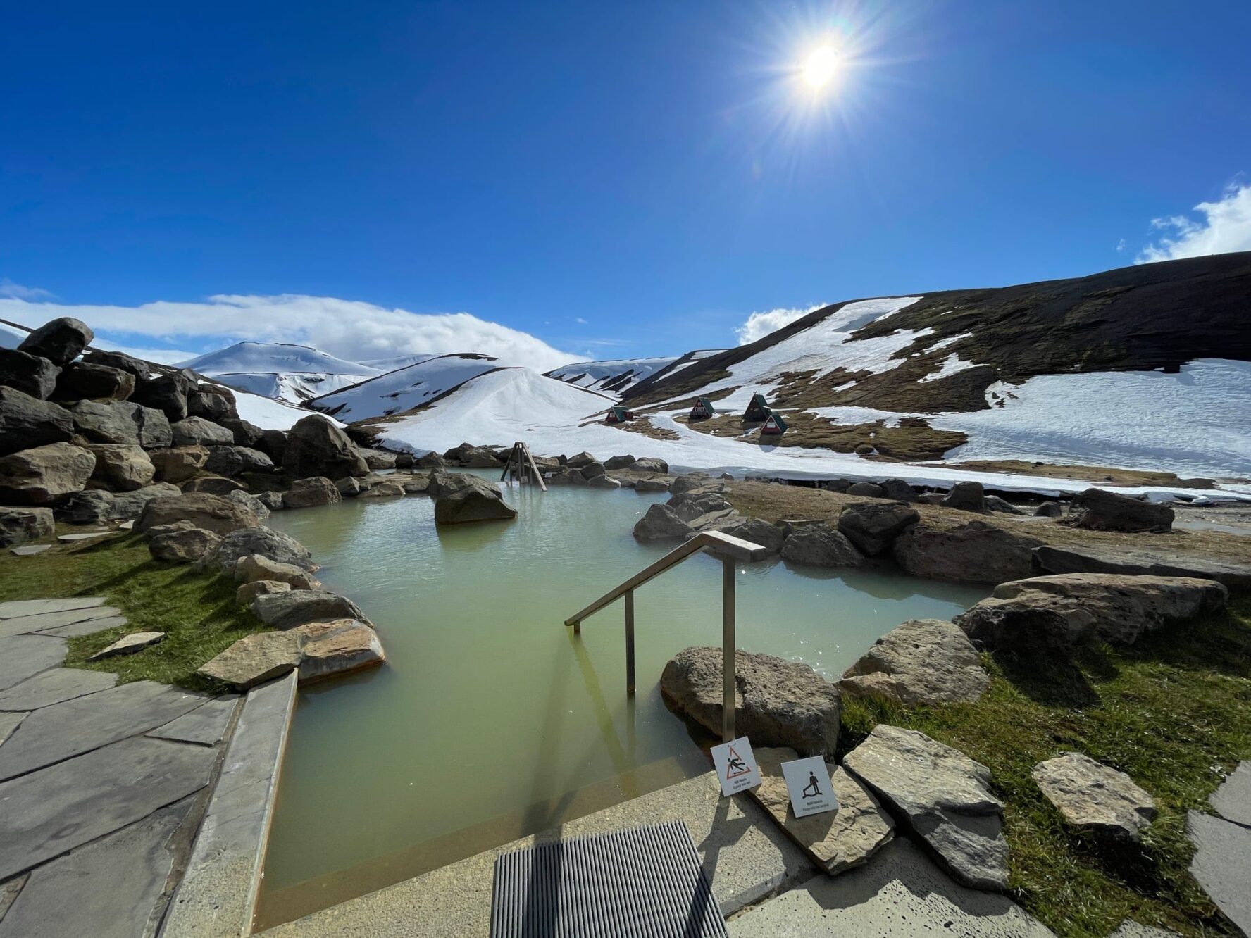 Hot springs in Iceland in the winter