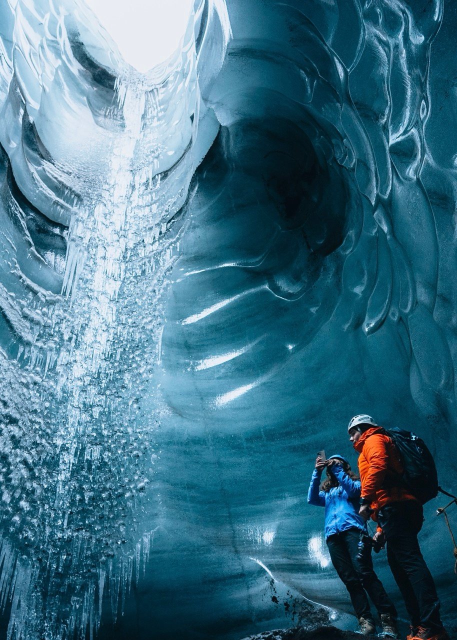 Ice cave and exploration in Iceland