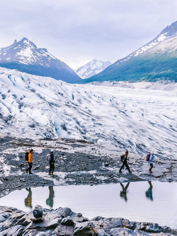 Two women hikers in Torres del Paine National Park, Chile.