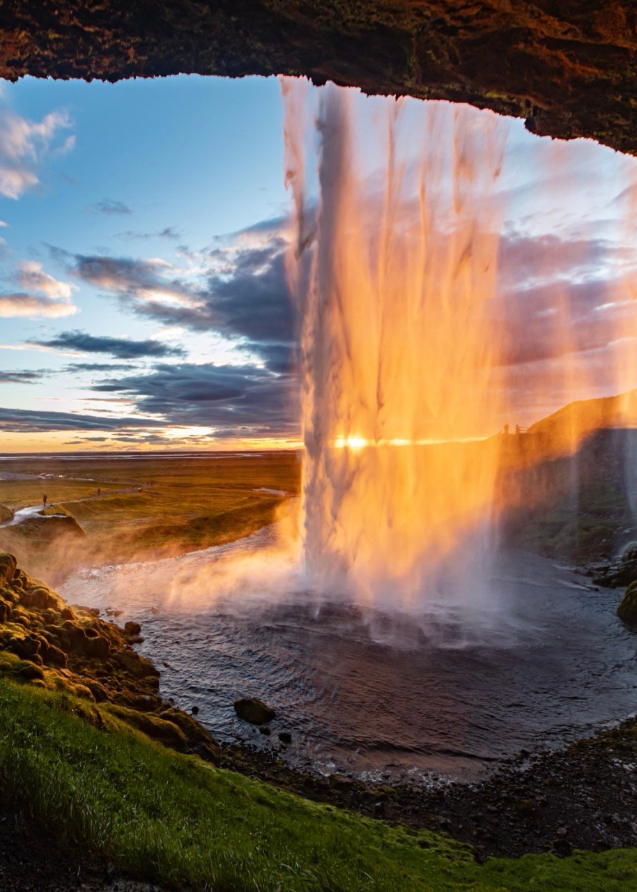 Seljandsfoss beneath waterfall