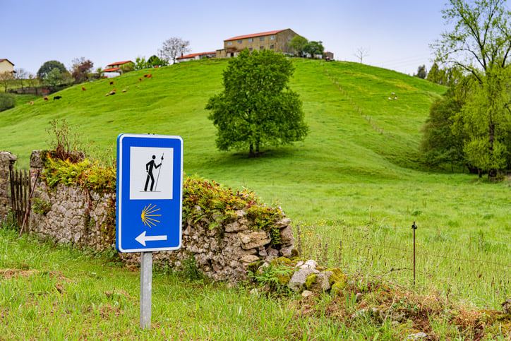A sign of the Camino del Norte Route, Camino de Santiago, Spain