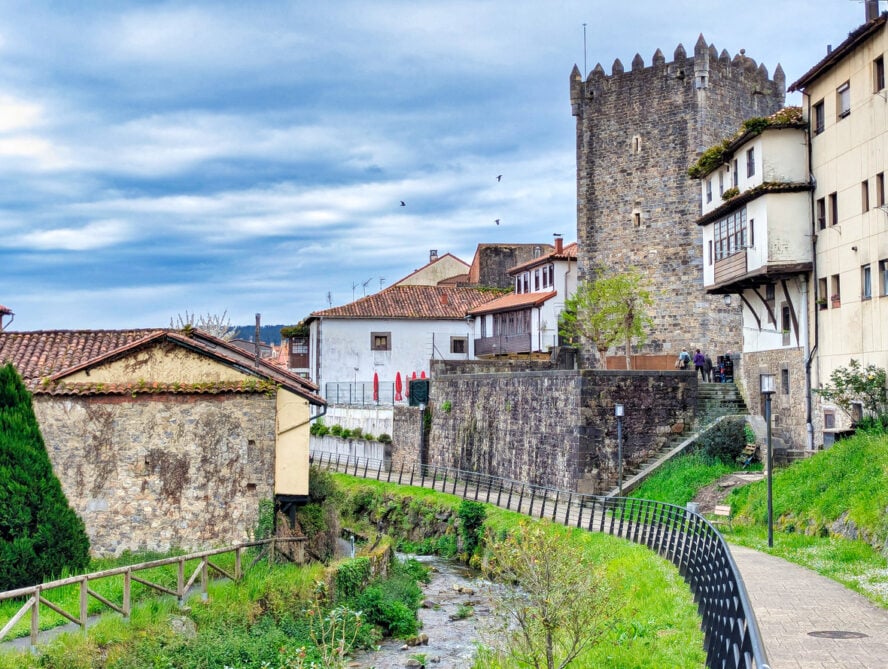 Walk along the river at Salas village, Way of Saint James, Camino Primitivo