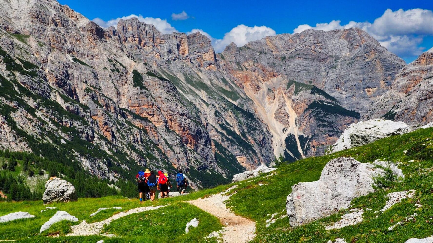 Canyon hikers Dolomites