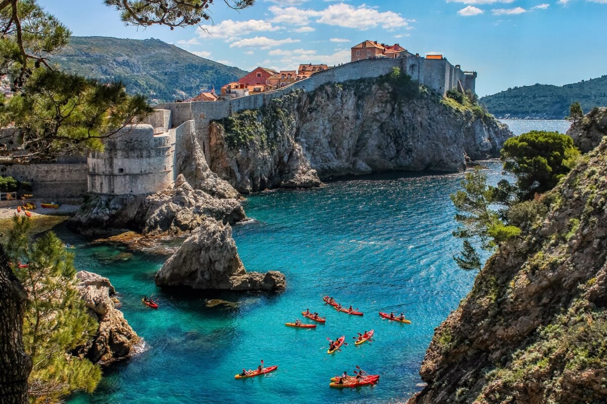 Kayakers in Dubrovnik in August