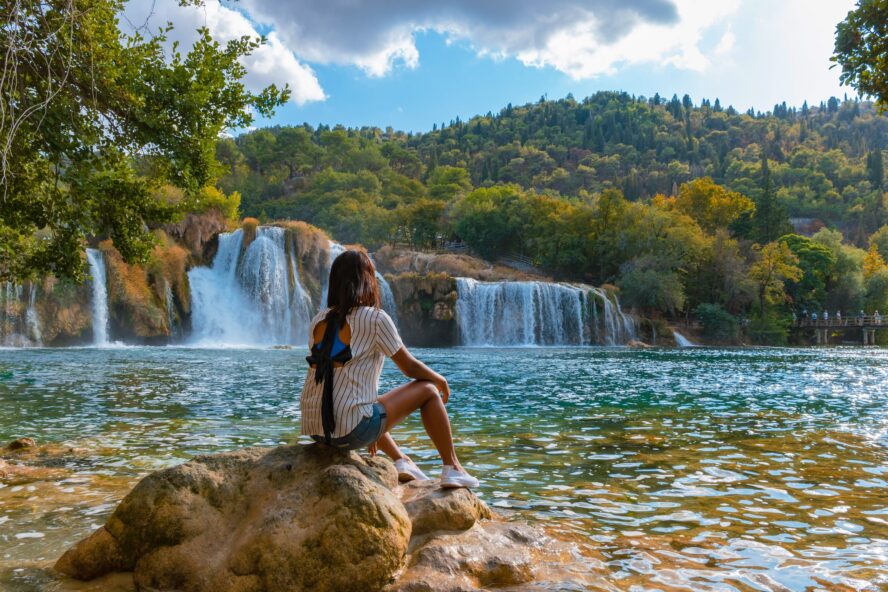 A woman in Krka National Park in May
