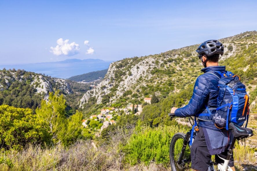 A man on a mtb adventure in Omiš, Croatia