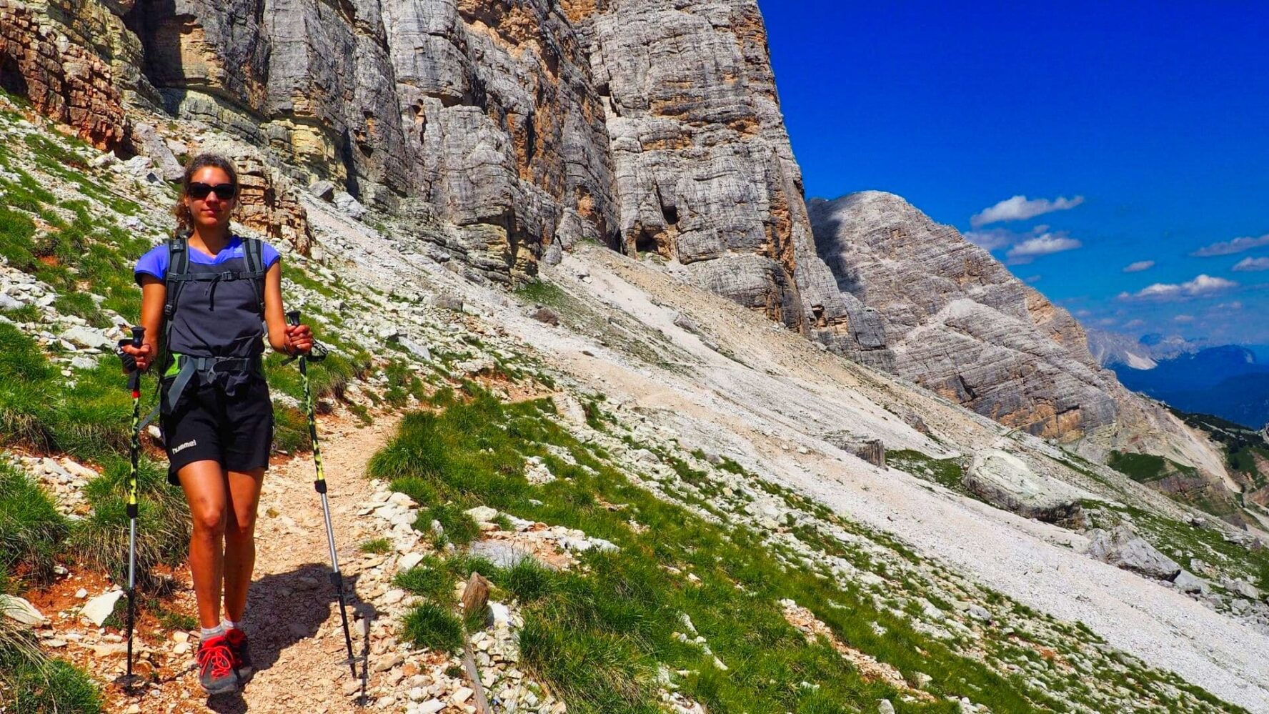 One hiker in Dolomites