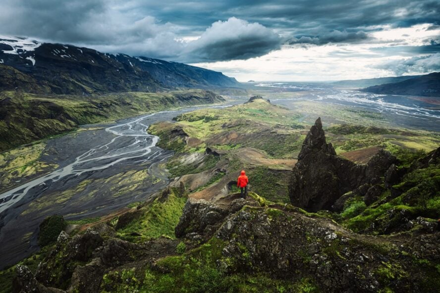 A hiker along the Ring Road in Iceland