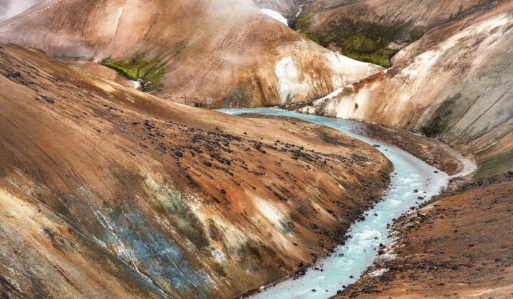 Turquoise river in the highlands