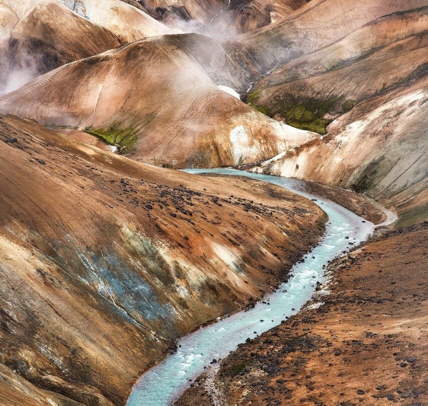 Turquoise river in the highlands