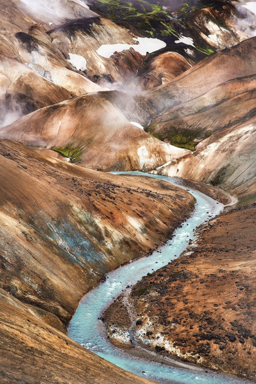 Turquoise river in the highlands
