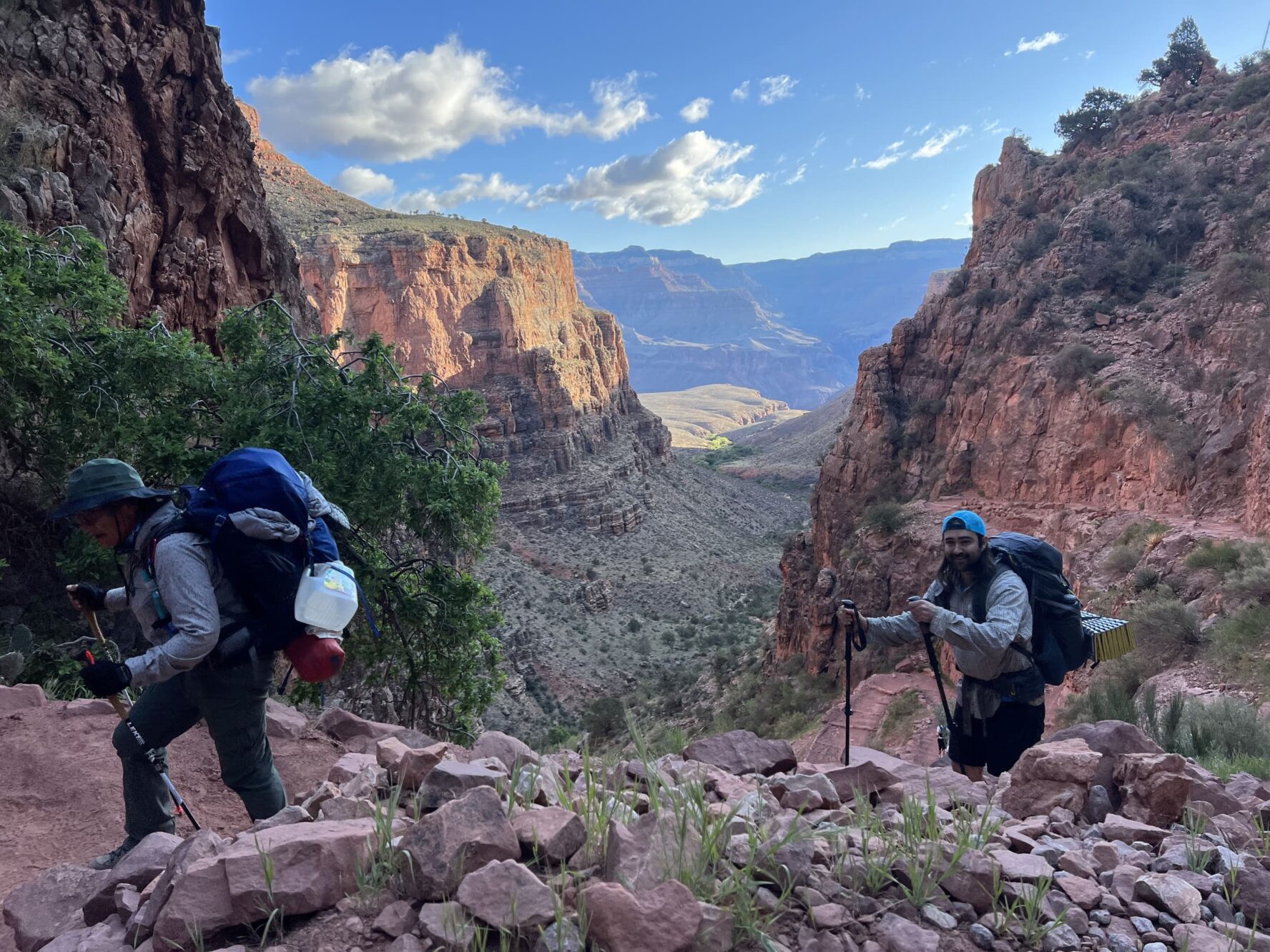 Two happy hikers in Grand Canyon