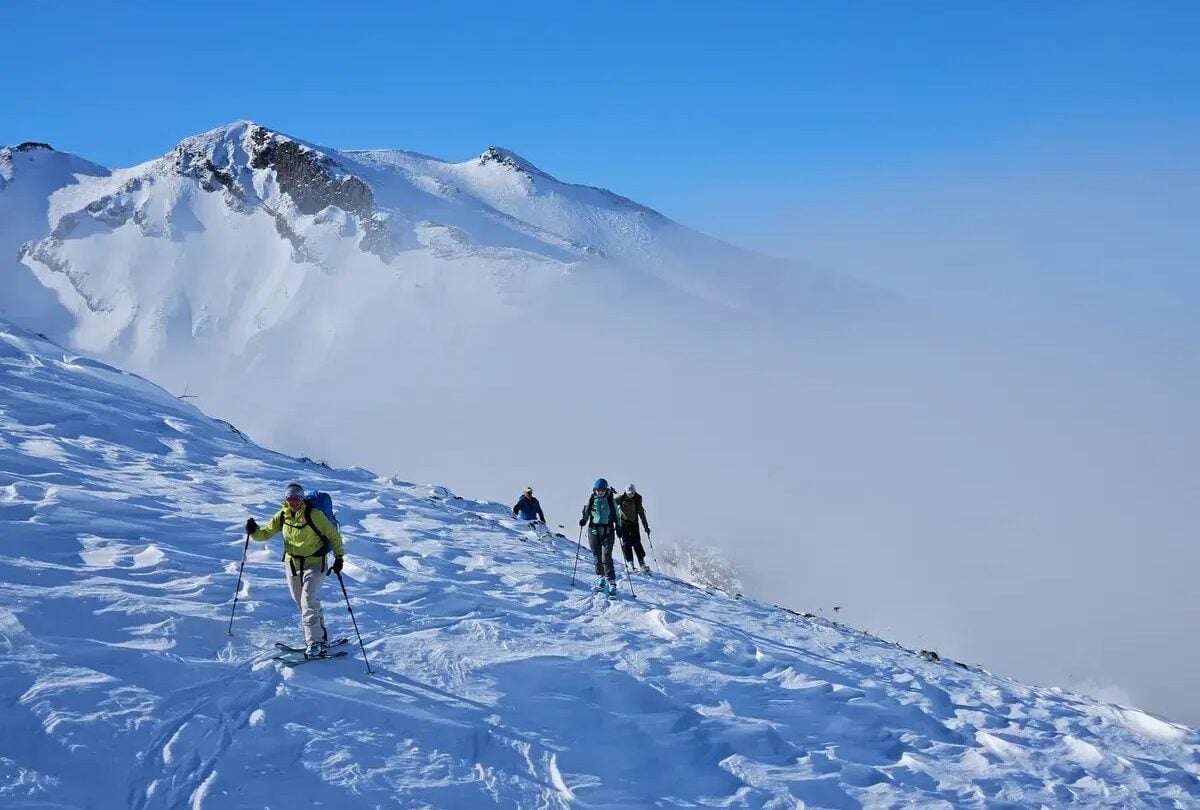 Backcountry skiing Hokkaido group