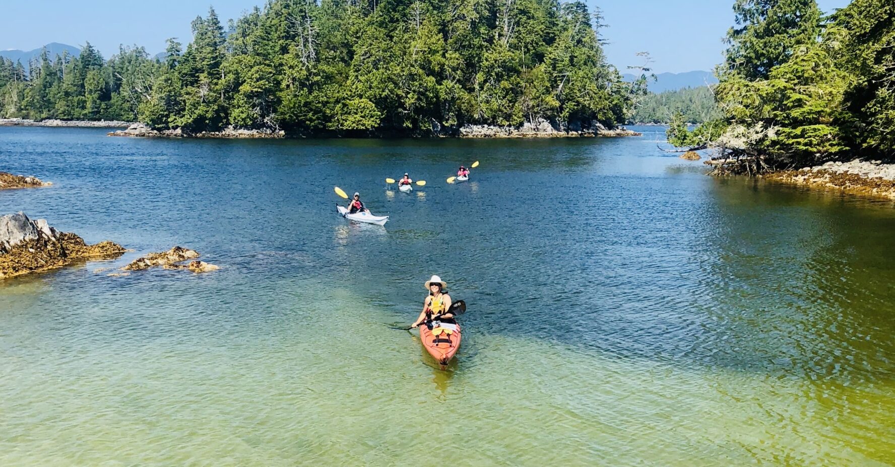 Four people kayaking