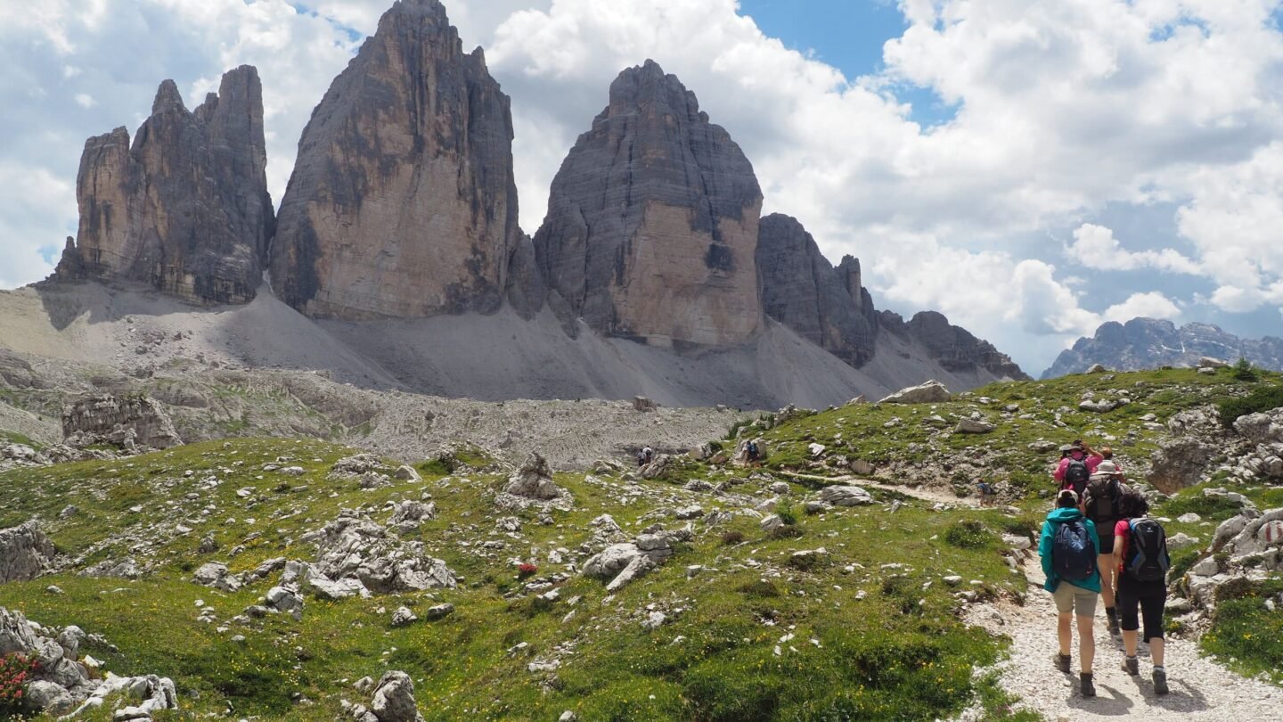 Hiking in front of Tre Cime