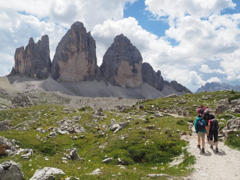Hiking in front of Tre Cime