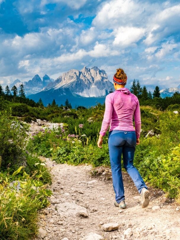 hiking on a trail near lago di sorapis