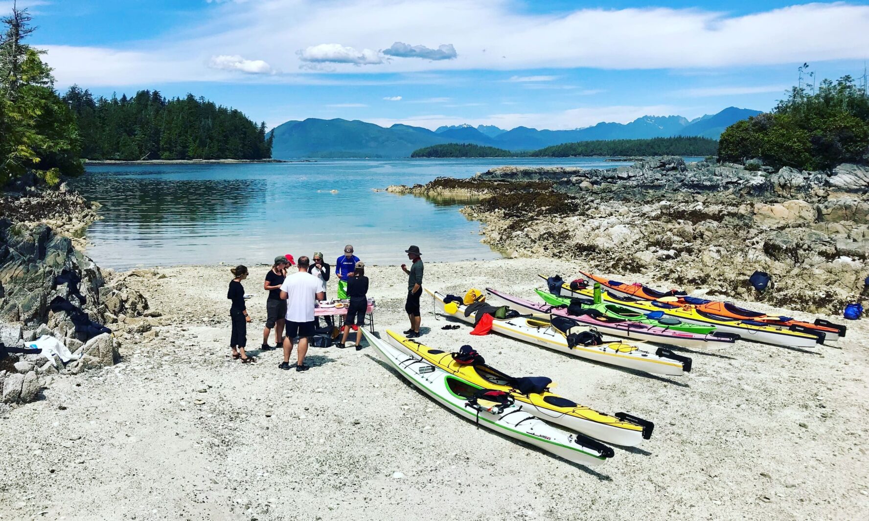 Kayakers on a beach